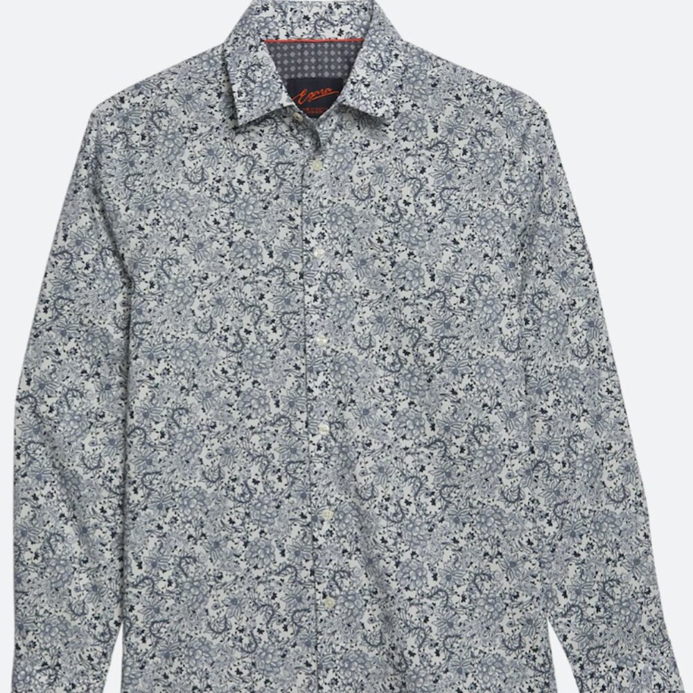 Egara Slim Fit Floral Sport Shirt.    colour: Navy and Gray